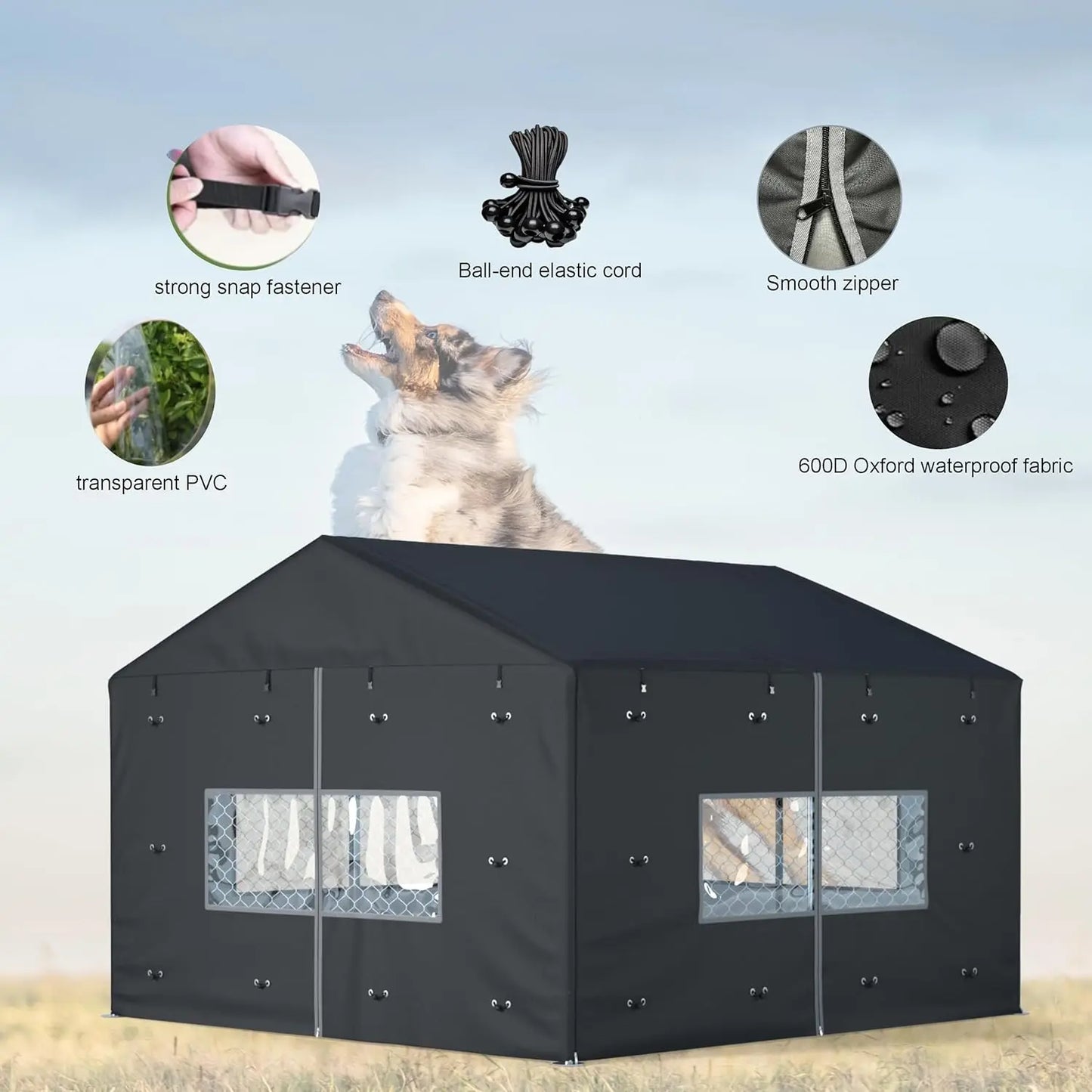 Waterproof Outdoor Dog Kennel Cover Heavy Duty 600D Oxford Fabric