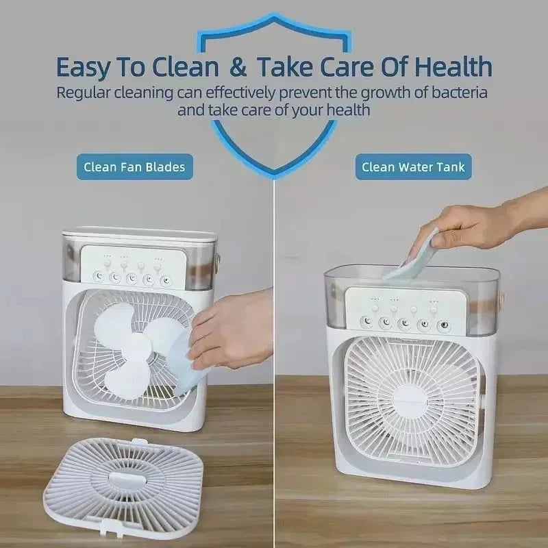 OIMG Multifunctional Humidifier Fan USB Portable Air Cooler Night Light