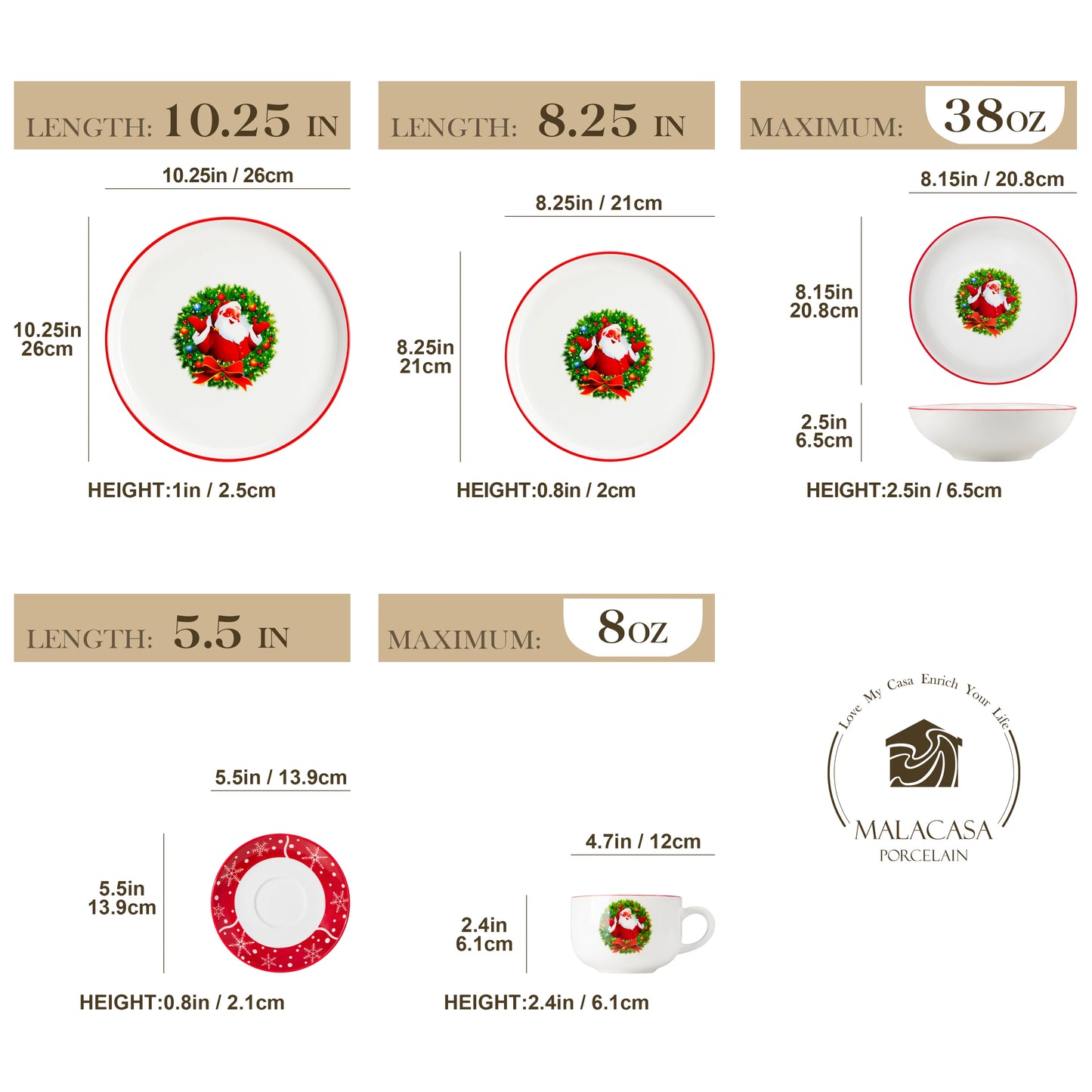 Malacasa Christmas Tree Ceramic Dinnerware Tableware Set