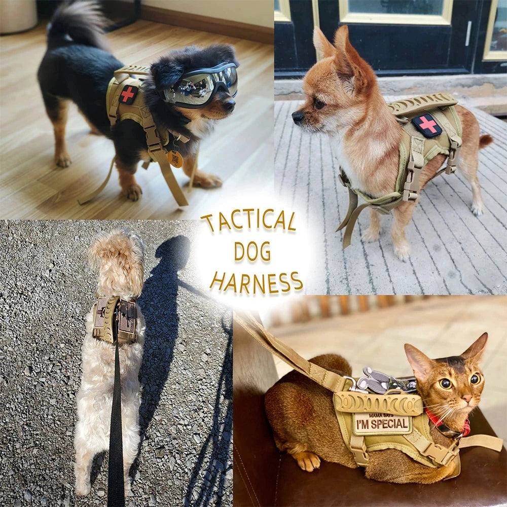 Tactical Harness And Leash Set For Pets Adjustable Comfort Vest
