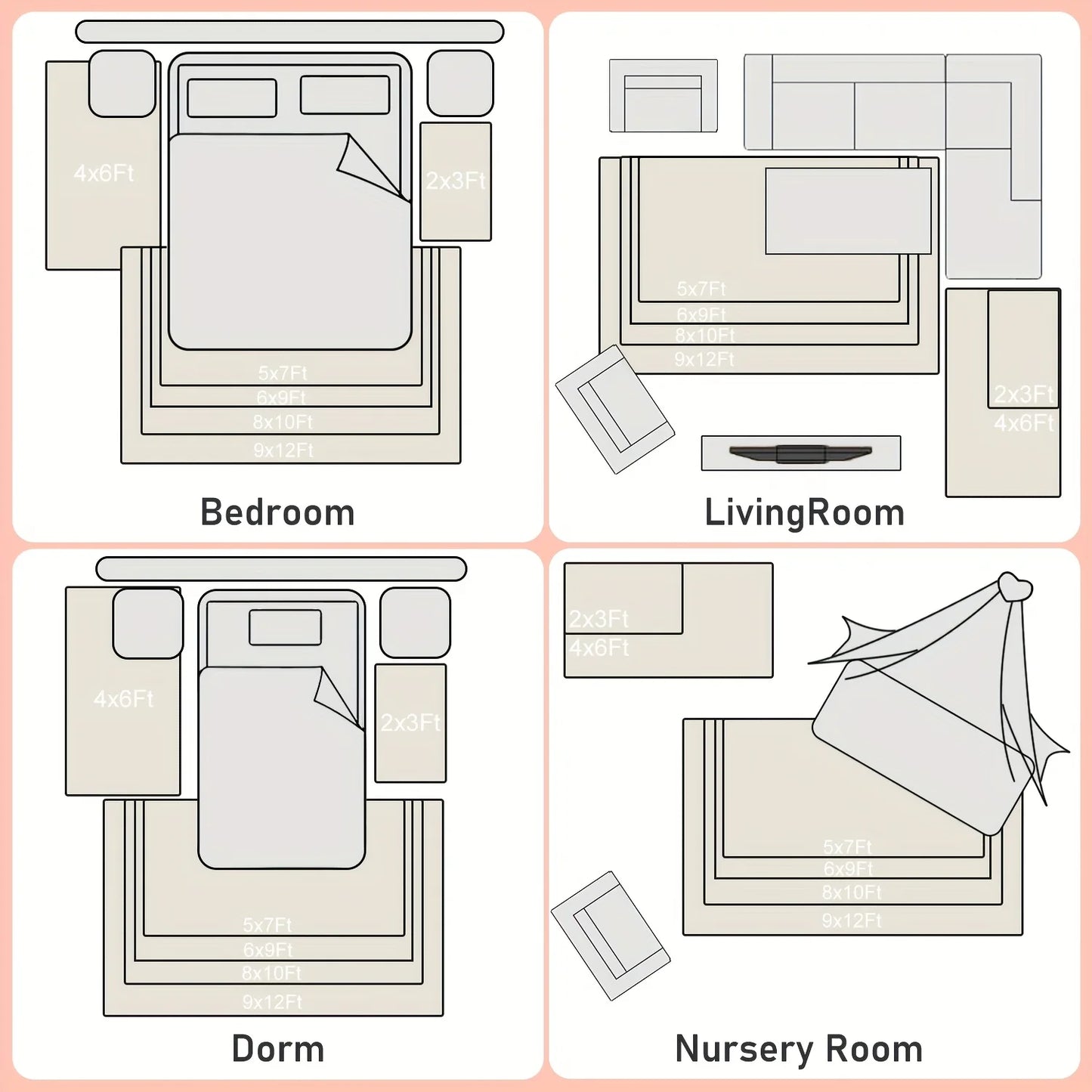 Soft Shaggy Non Slip Rugs For Living Room And Bedroom