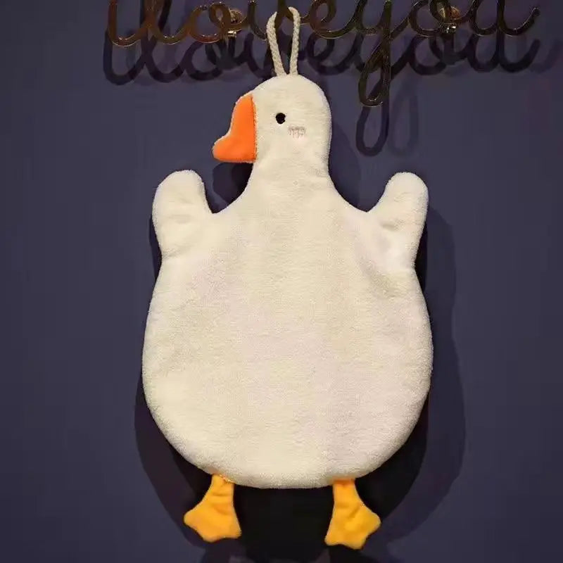Cartoon Goose Hand Towel Polyester Cotton Hanging Absorbent Kitchen And Bathroom