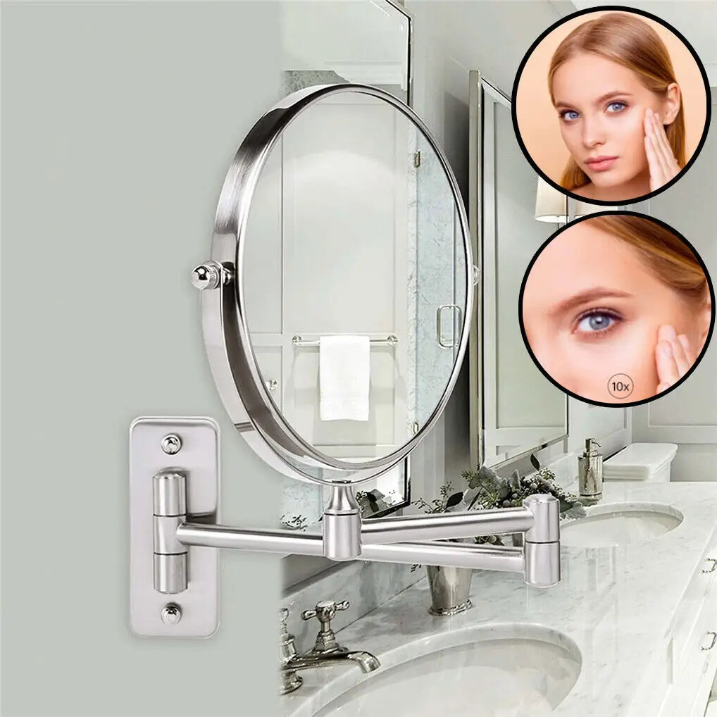 Borwart 10x 360 Swivel Wall Mounted Double Sided Vanity Mirror