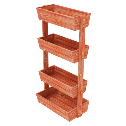 Four Tier Solid Wood Raised Garden Bed Planter Stand