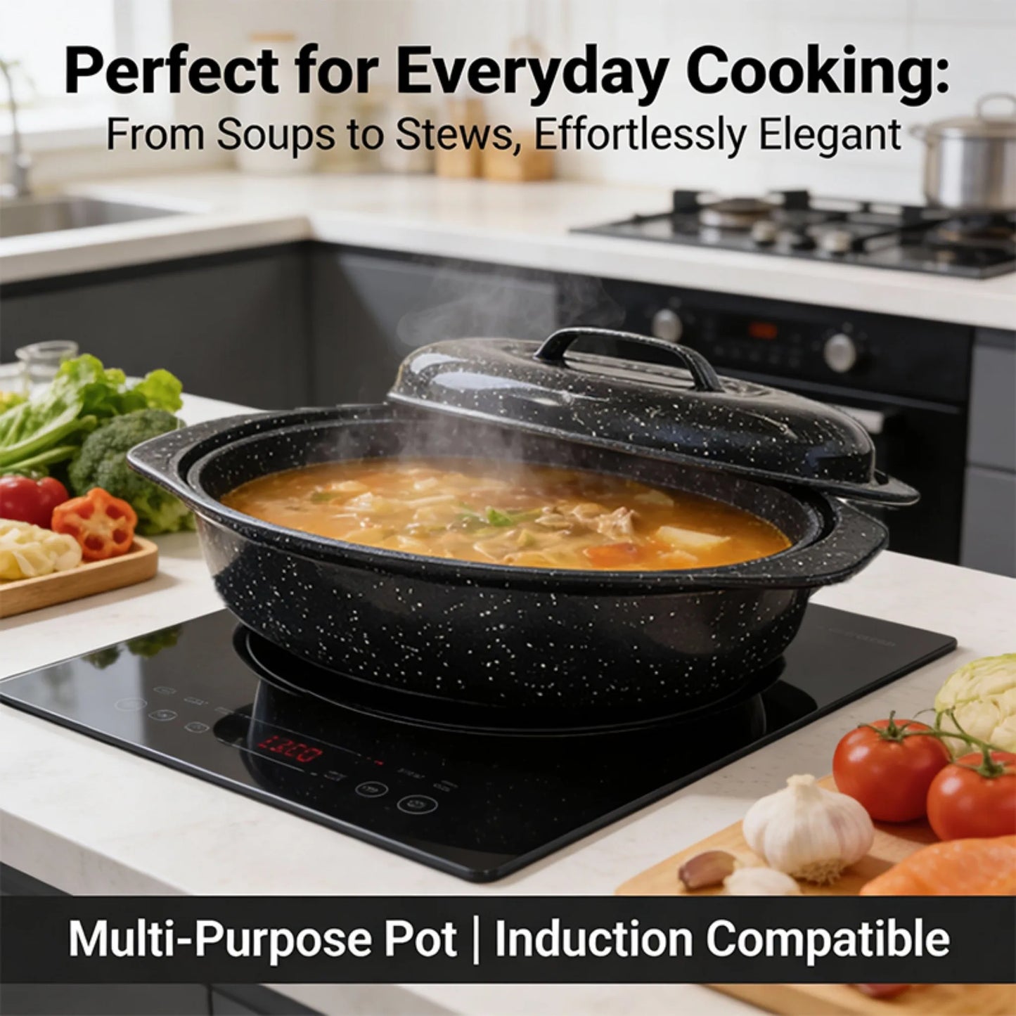 Enameled Oval Roaster With Lid, 7lb Poultry Capacity, Dishwasher Safe