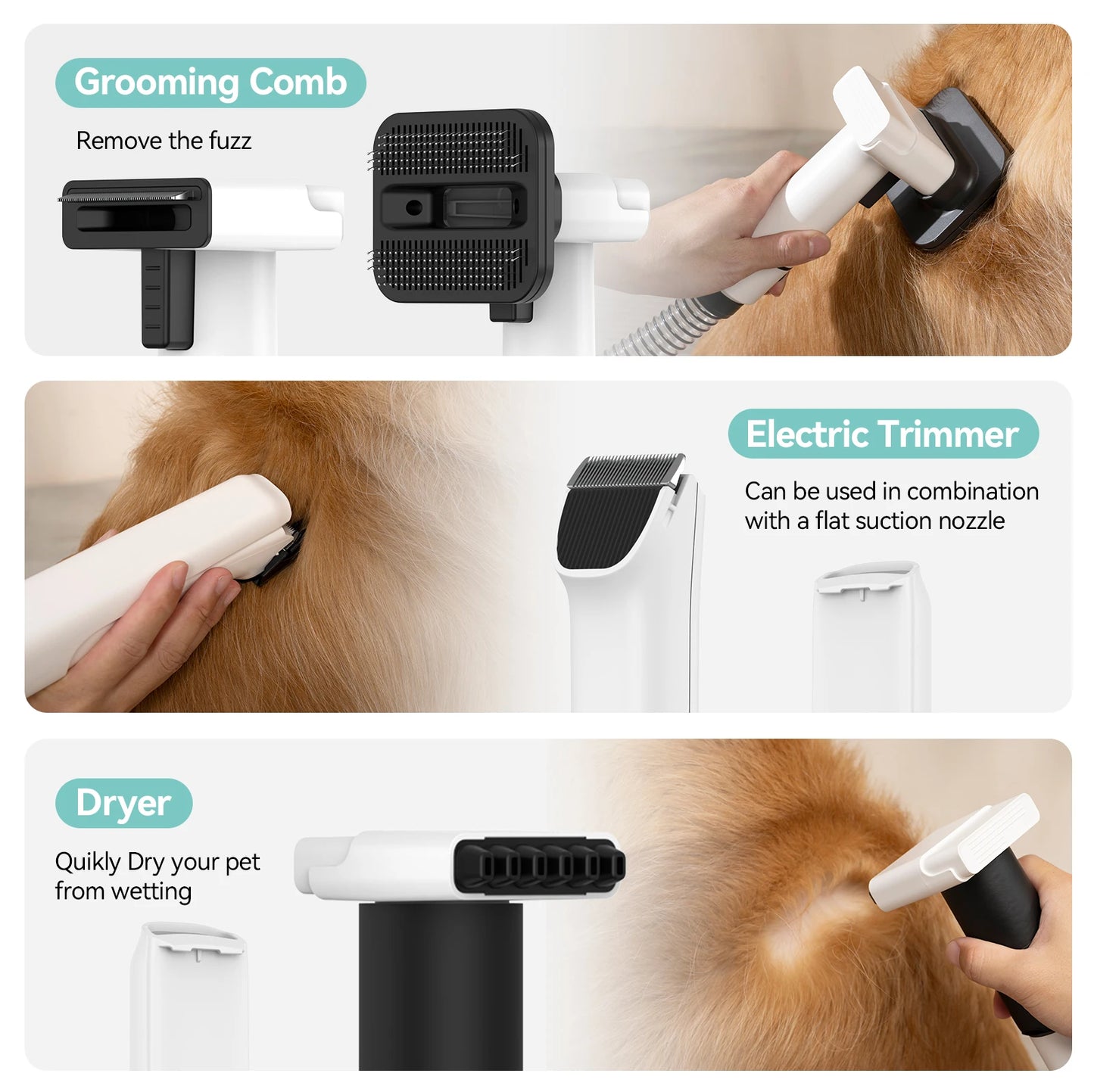 Amicura P1 Vacuum Cleaner And Hair Dryer With Pet Grooming Tools Dog Clipper