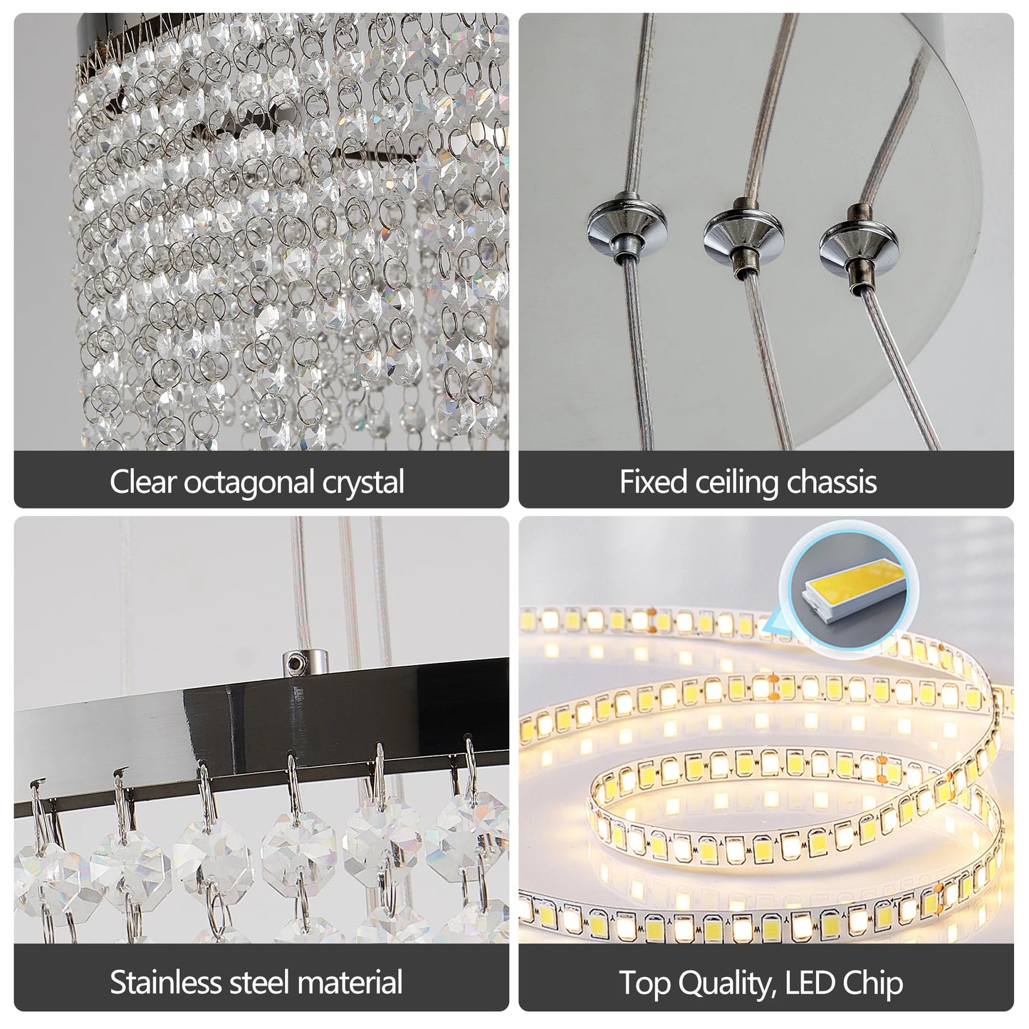Crystal Chandelier Pendant Light Adjustable Color Temperature 3000K To 6000K