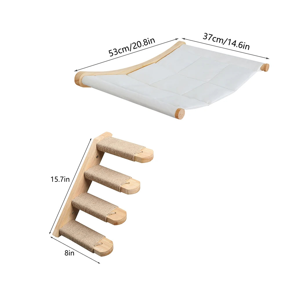 CWV Wall Mounted Cat Hammock and Climbing Shelves Indoor Cats