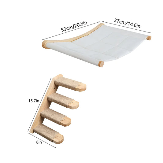 CWV Wall Mounted Cat Hammock and Climbing Shelves Indoor Cats