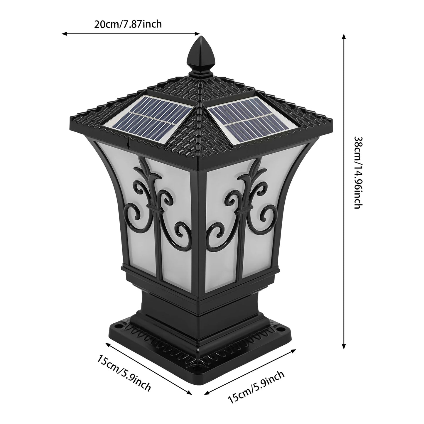 Bymaocar Outdoor Solar Post Light 85-265V Modern Garden Pillar Remote