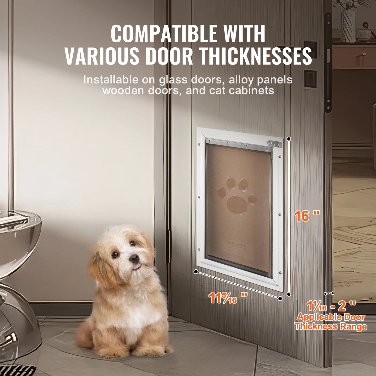 SucceBuy Aluminum Frame Pet Door With Locking Flap