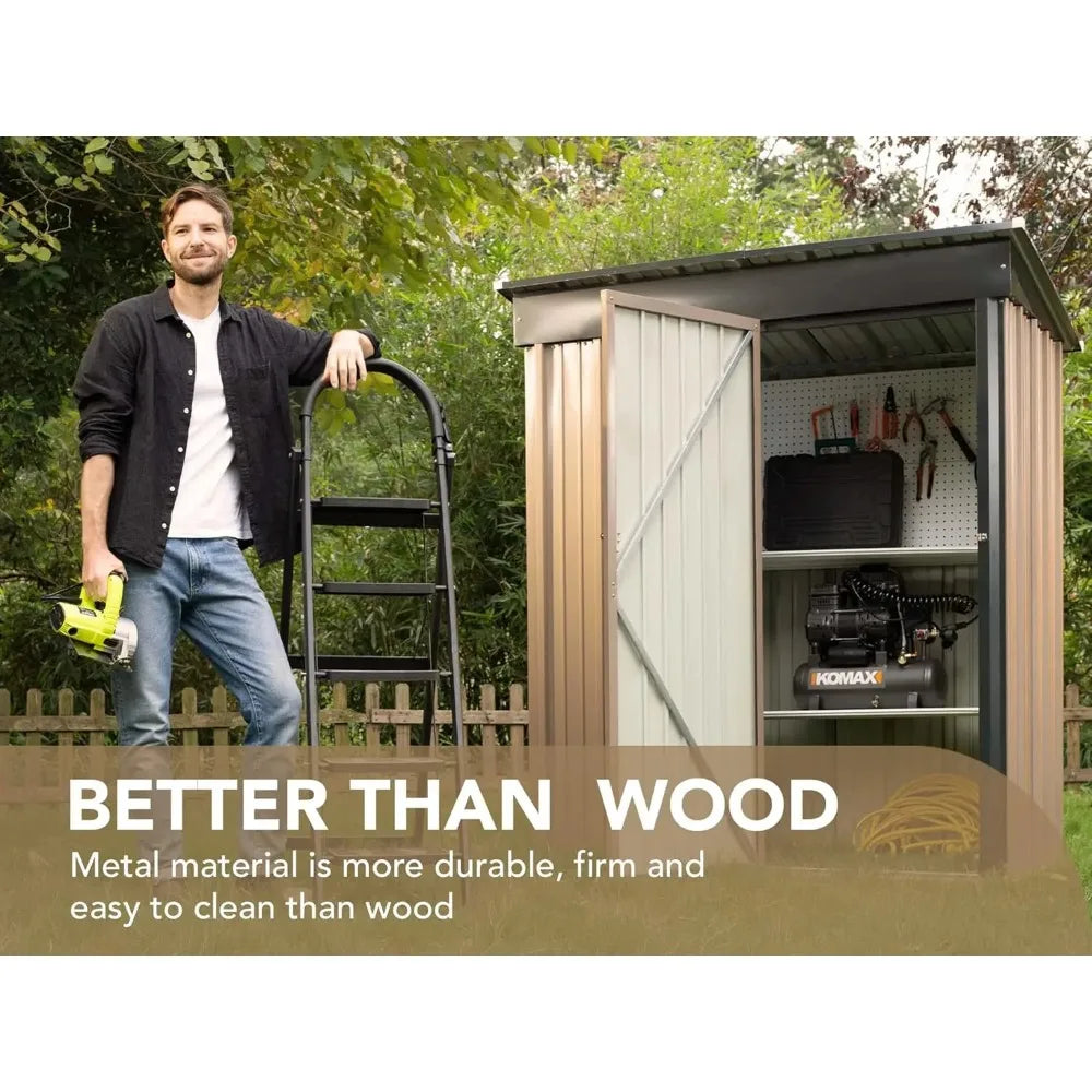 Outdoor Metal Storage Shed Lockable Anticorrosion Waterproof