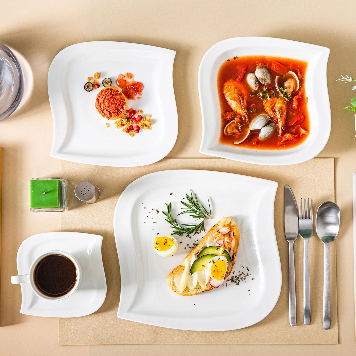 Malacasa Porcelain Dinner Set With Plates Bowls Cups And Premium Saucers