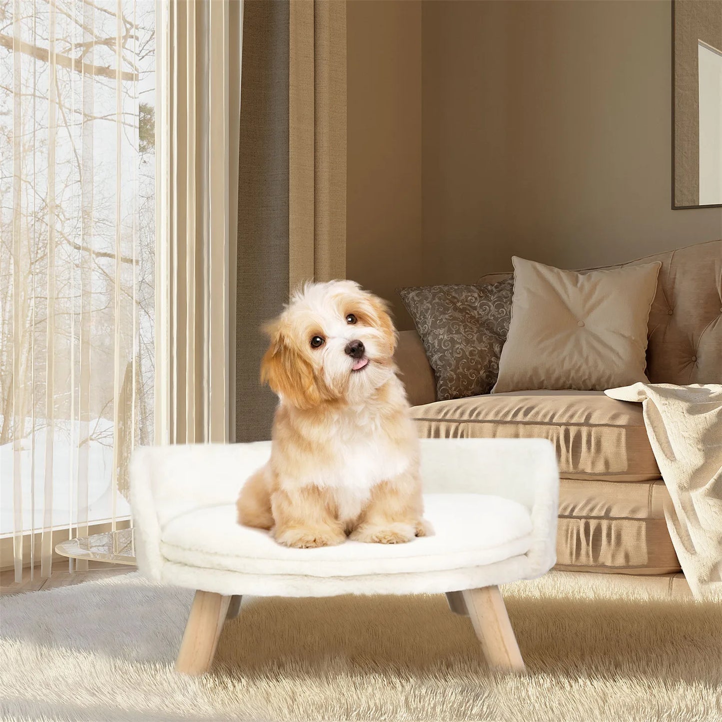 BINGOPAW Raised Pet Sofa Bed With Removable Cushion