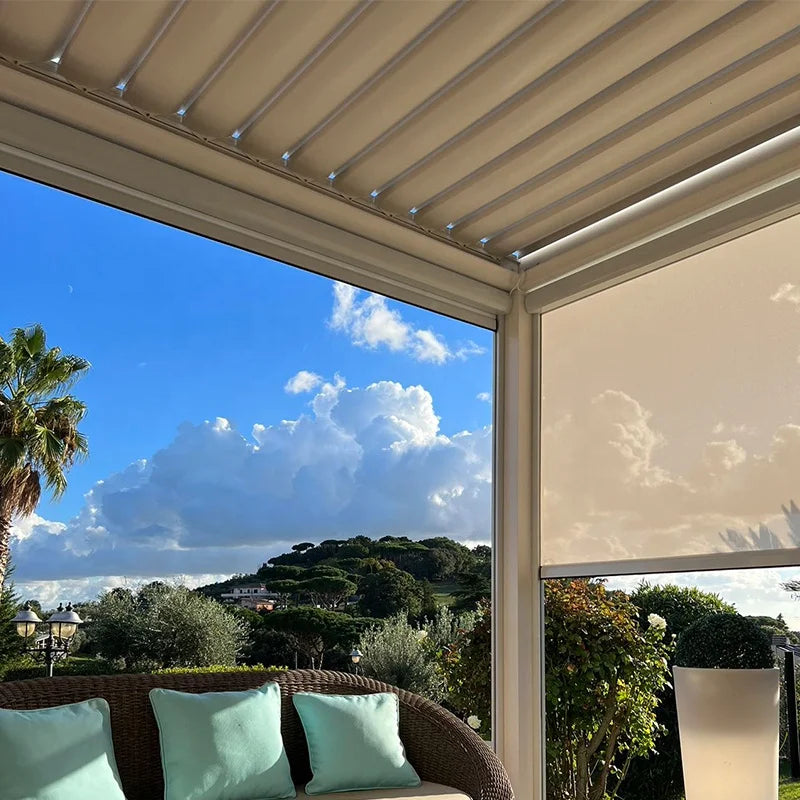 Aluminum Pergola With Electric Louvered Gazebo For Outdoor Sunshade