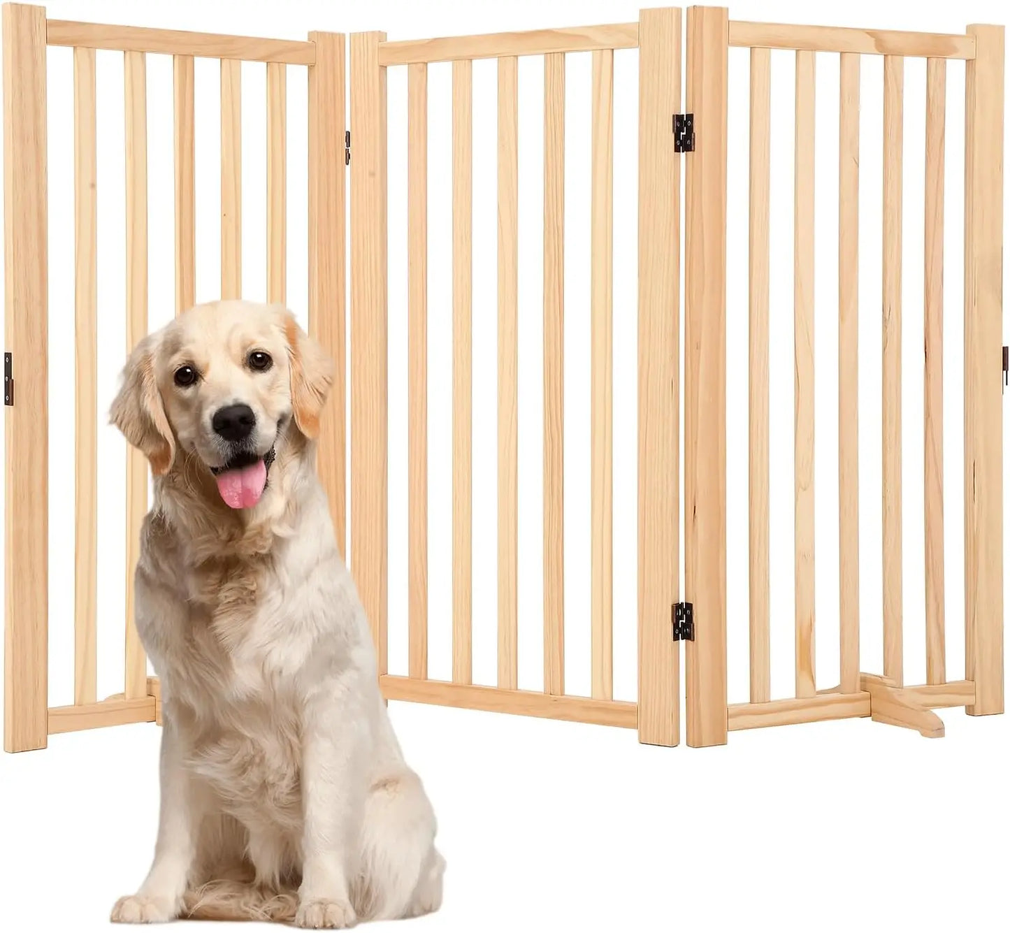 HiMISS Freestanding Wooden Dog Gate For Doorways And Stairs
