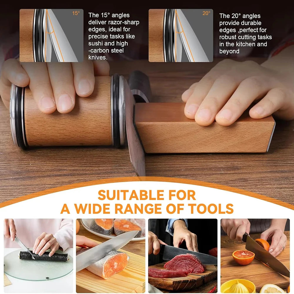 Rolling Knife Sharpener Double Sided Sharpening Stone 15 To 20 Deg Magnetic