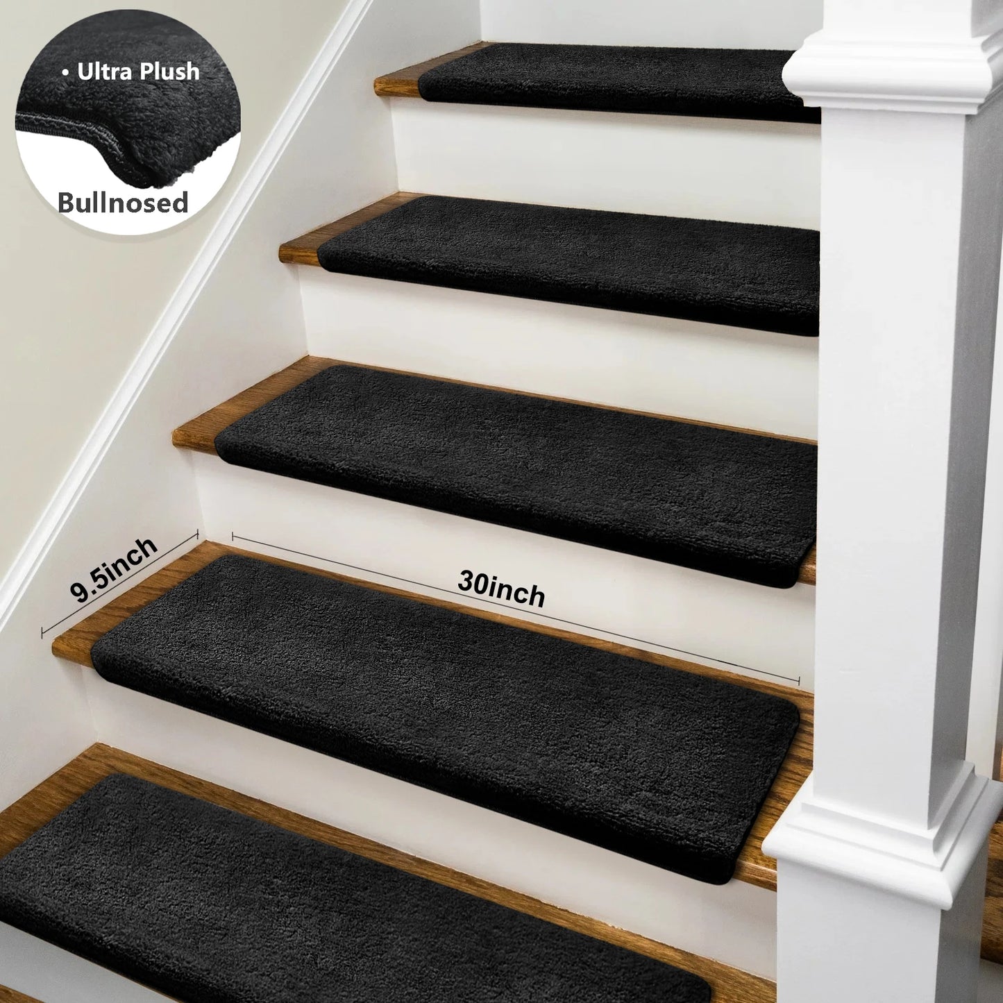 Bullnose Non Slip Stair Treads Self Adhesive Carpet Mats