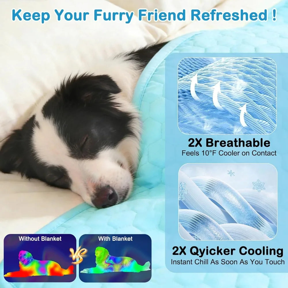 Dog Cooling Mat Waterproof Reversible Ice Silk Thick Durable
