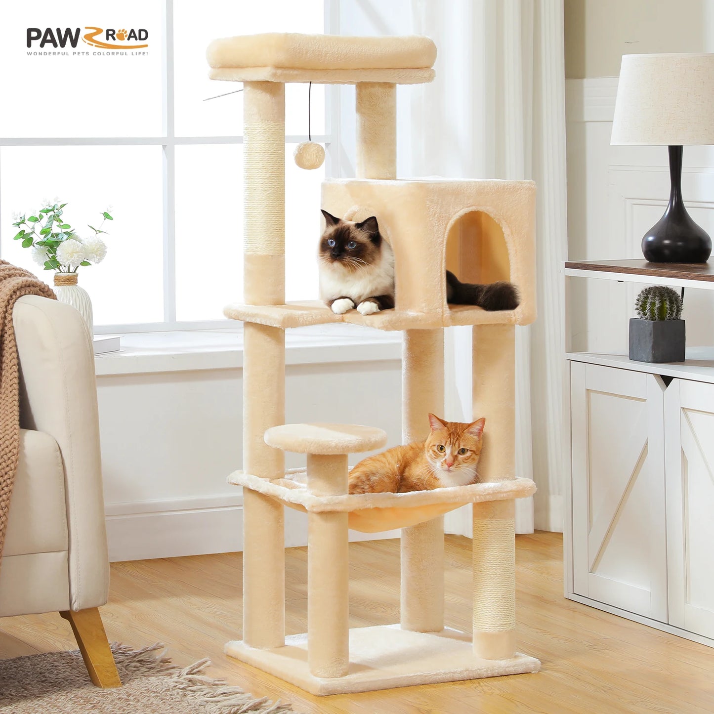 PAWZ Road Four Level Cat Tree With Sisal Posts