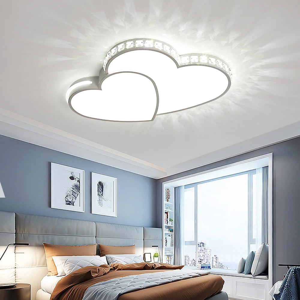 Kids Cartoon Heart Shaped Crystal LED Ceiling Light Fixture