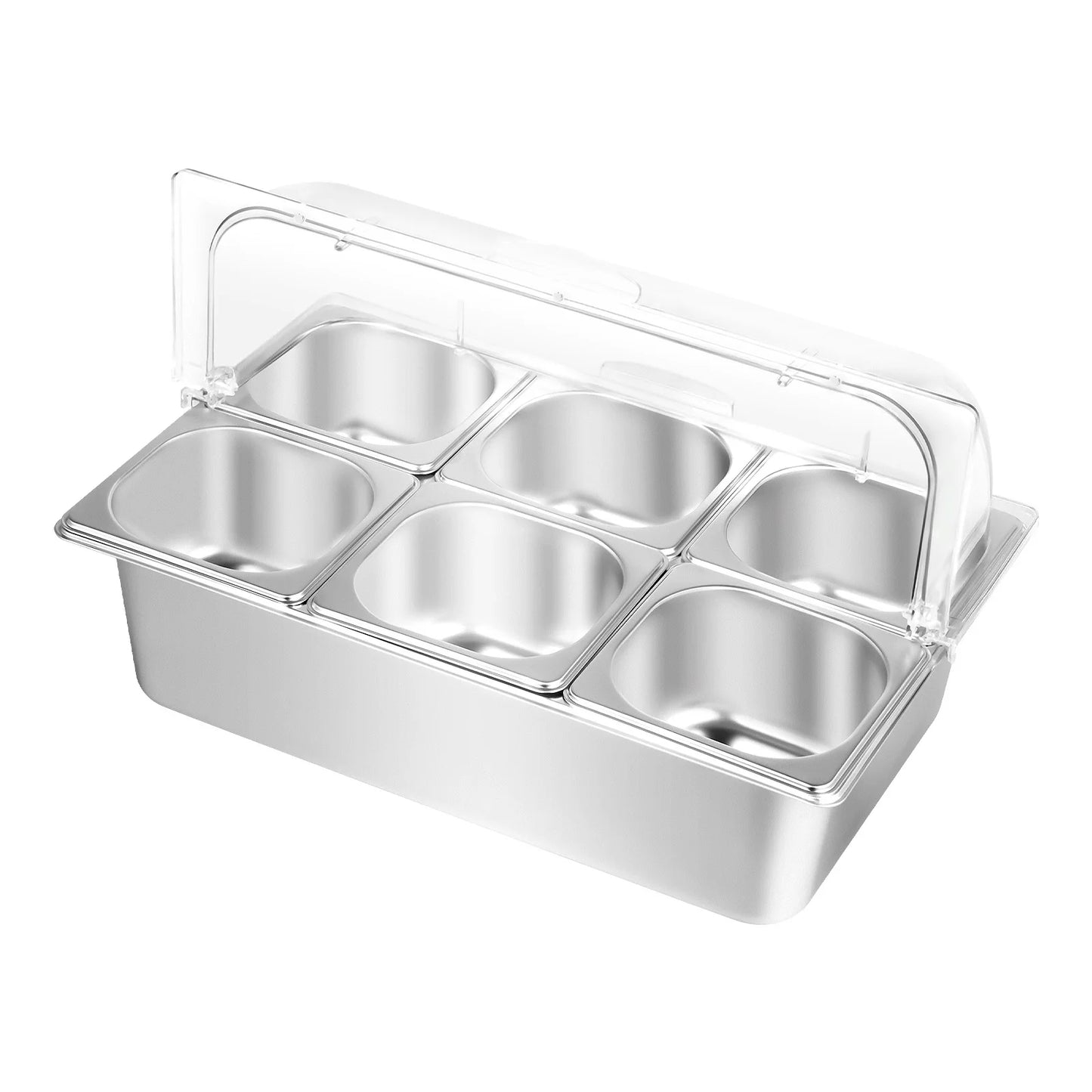 Bymaocar Countertop Food Container Six Pan Condiment Dispenser