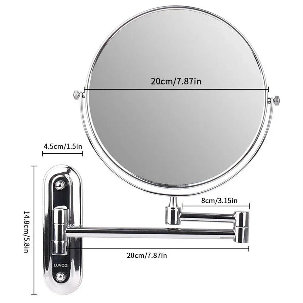 Borwart 10x 360 Swivel Wall Mounted Double Sided Vanity Mirror