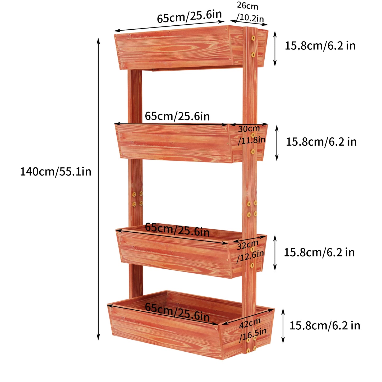 Four Tier Solid Wood Raised Garden Bed Planter Stand