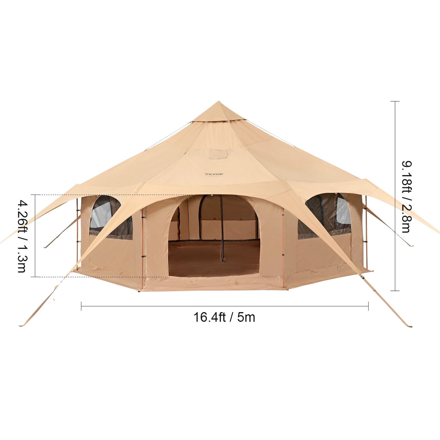 SucceBuy Canvas Bell Tent For Camping Up To 8 People