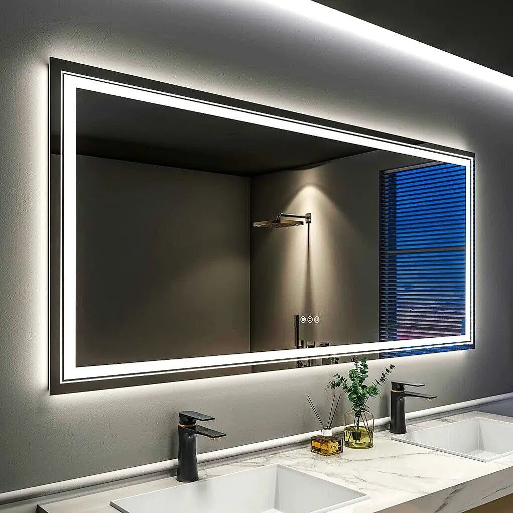 LUVODI Wall Mounted Backlit Anti Fog Vanity Mirror With Three Lighting Settings