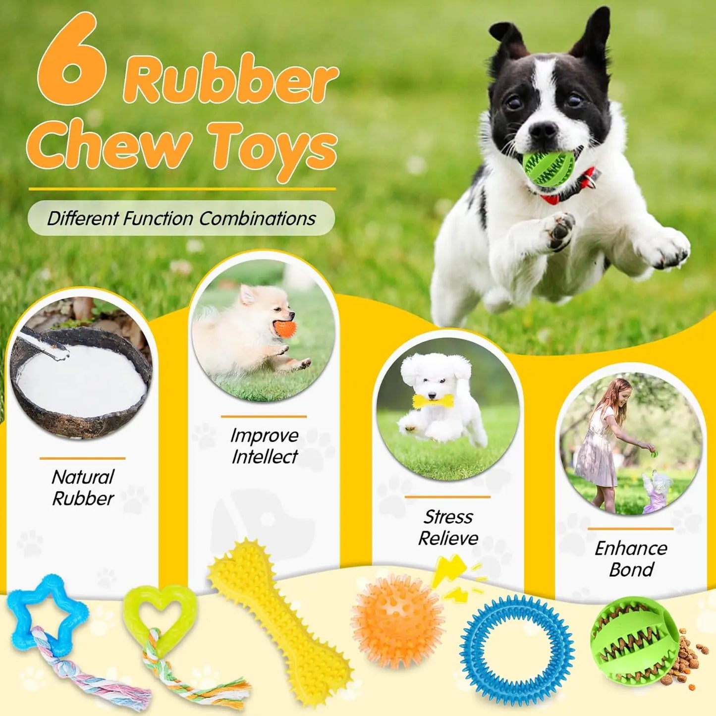 Zea Luxury Dog Chew Toys Kit With Ropes Squeaky Ball