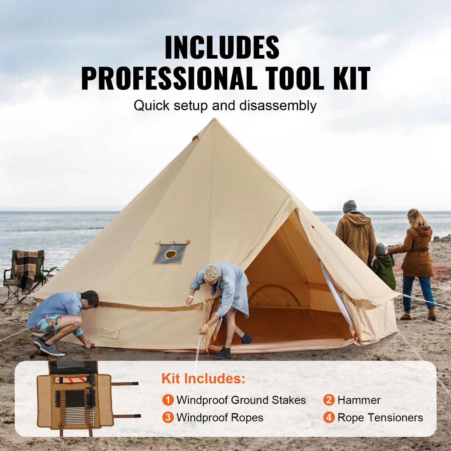 SucceBuy Canvas Bell Tent For Camping Up To 8 People