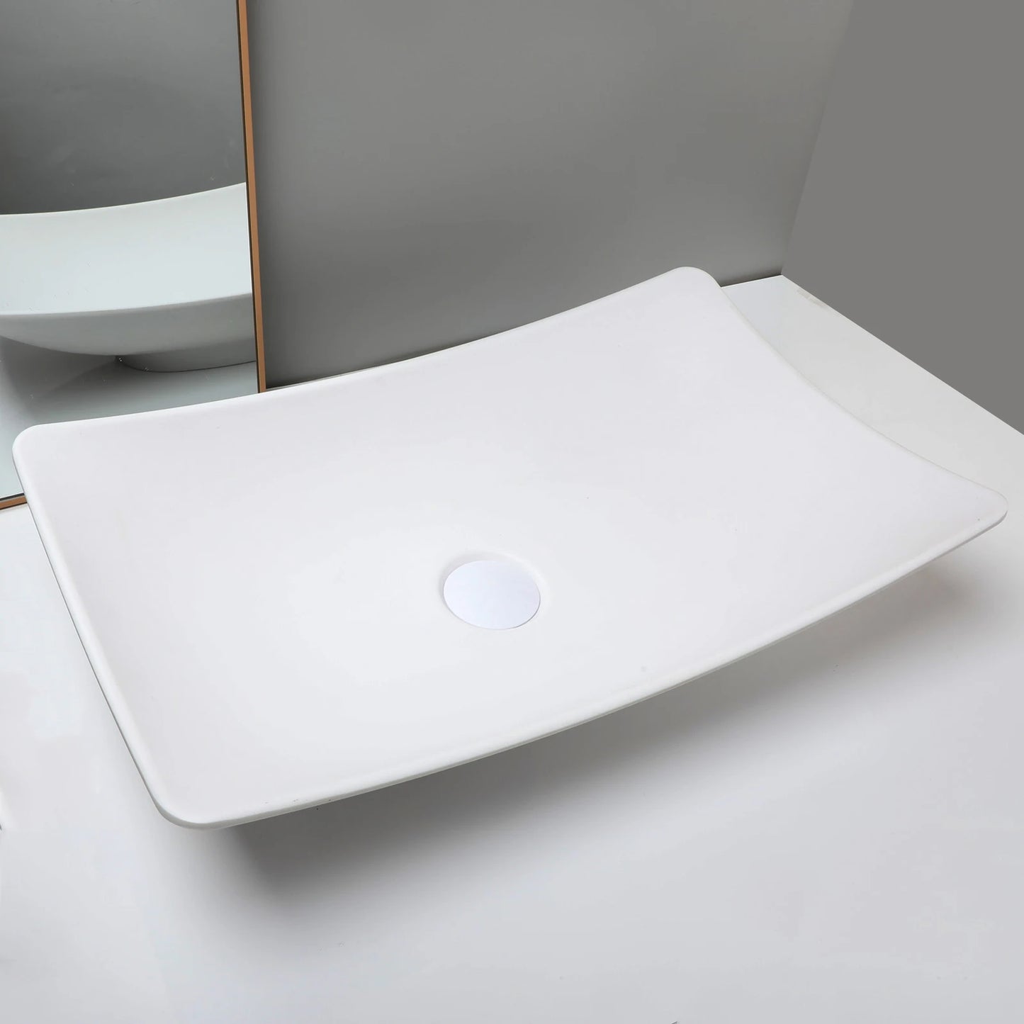Mekkhal Stone Resin Above Counter Vessel Sink With Drain