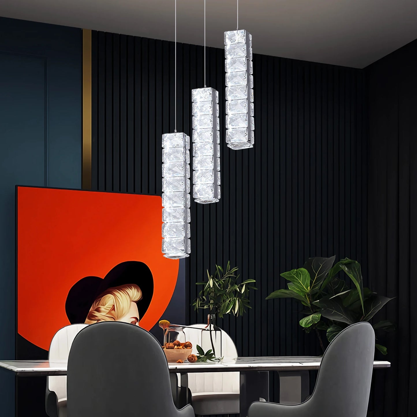VETRULUS Crystal Pendant Led Chandelier For Living And Dining