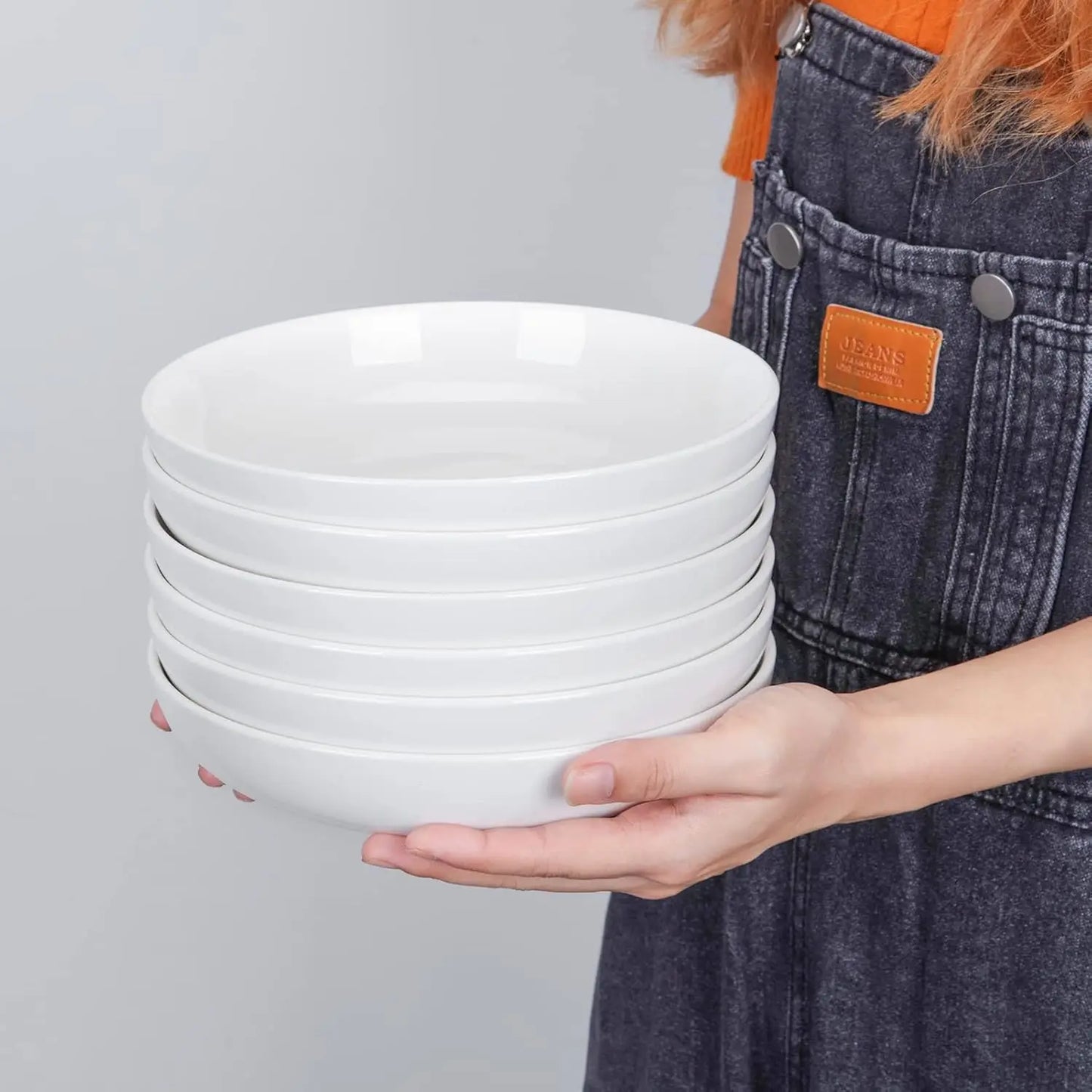 Porcelain Pasta Bowls Set 6 Pack Ceramic Dinnerware