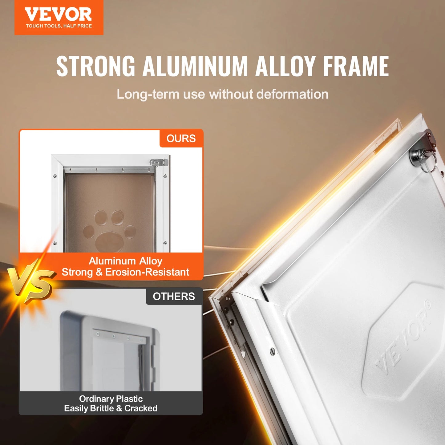 SucceBuy Aluminum Frame Pet Door With Locking Flap
