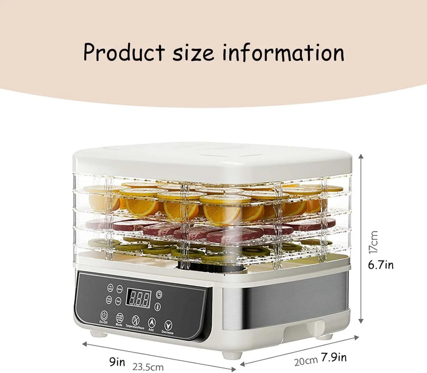 Five Layer Fruit Dehydrator With Adjustable Temperature Control