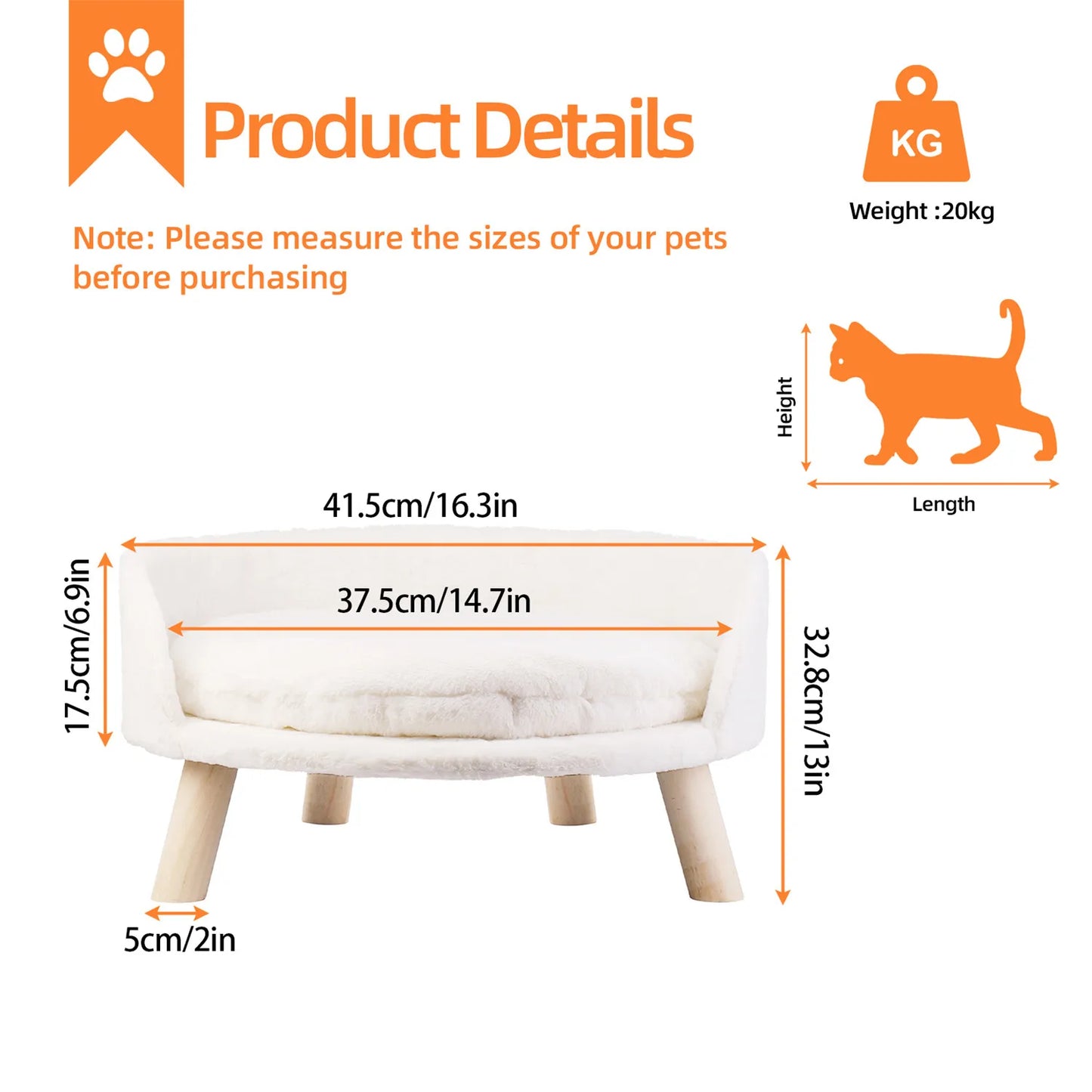 BINGOPAW Raised Pet Sofa Bed With Removable Cushion