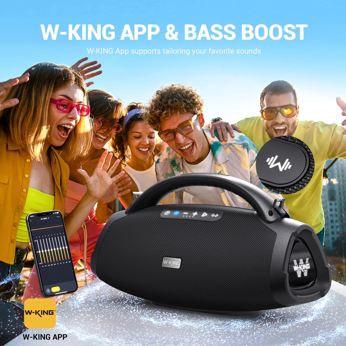 W-KING D20 Portable Bluetooth Speaker 200W Waterproof Outdoor Boombox