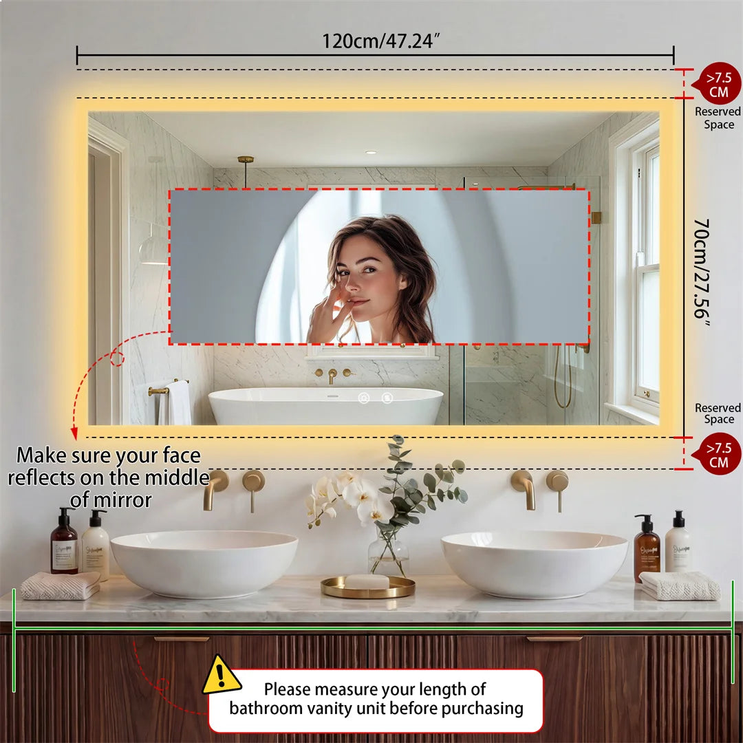 LUVODI LED Vanity Mirror With Defog And 3 Color Temp