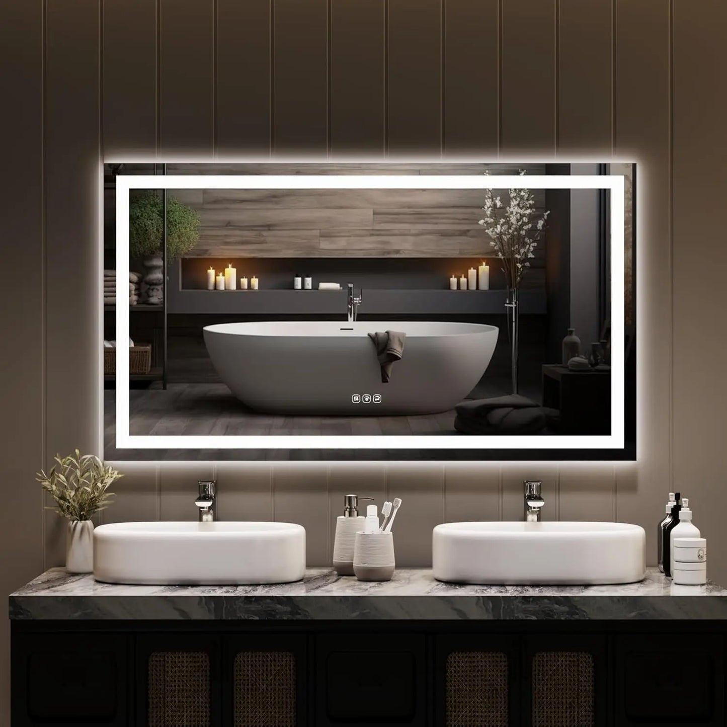 TWISTER.CK LED Bathroom Mirror With Memory Front And Back Lighting