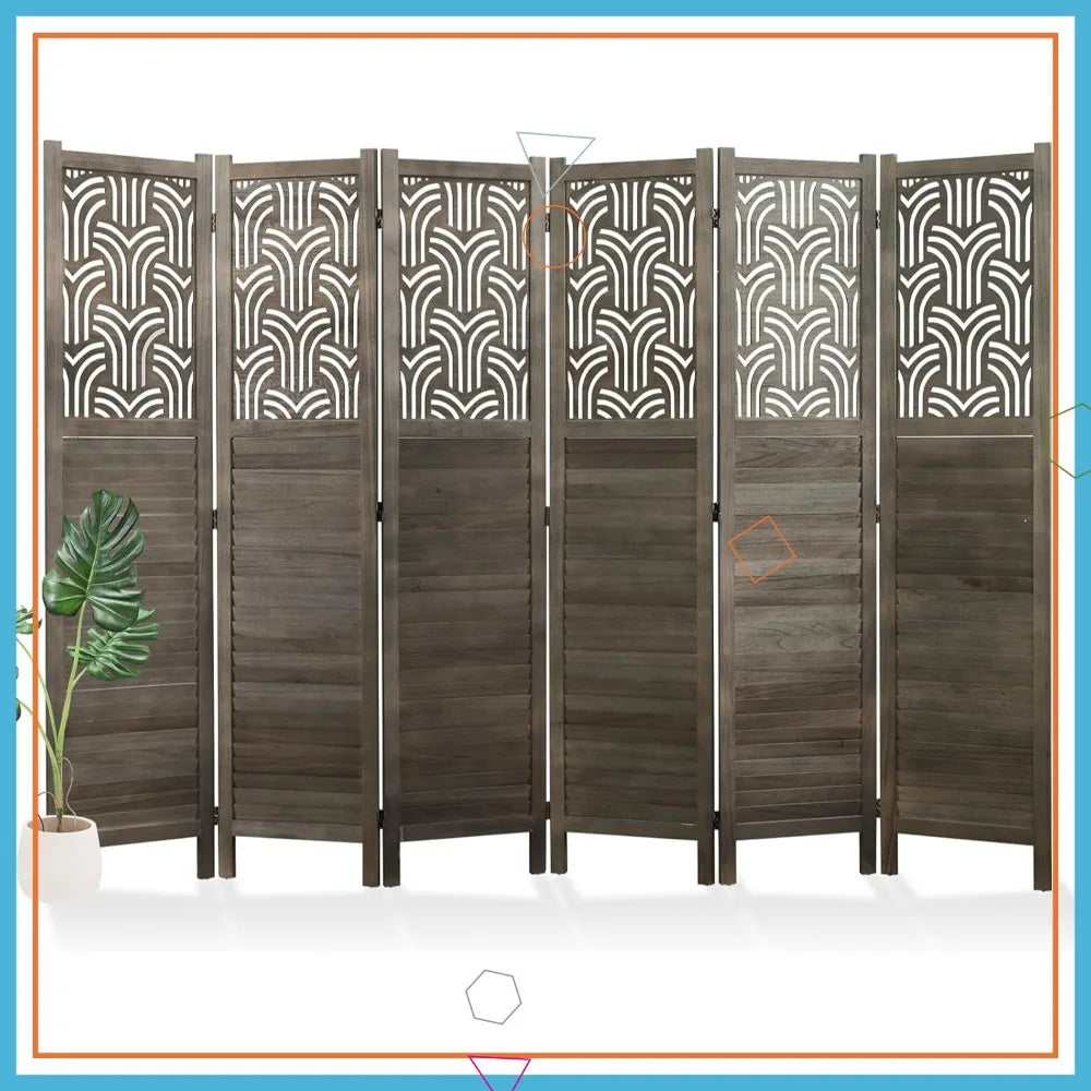 Wooden Room Divider Folding Privacy Screen Freestanding Partition