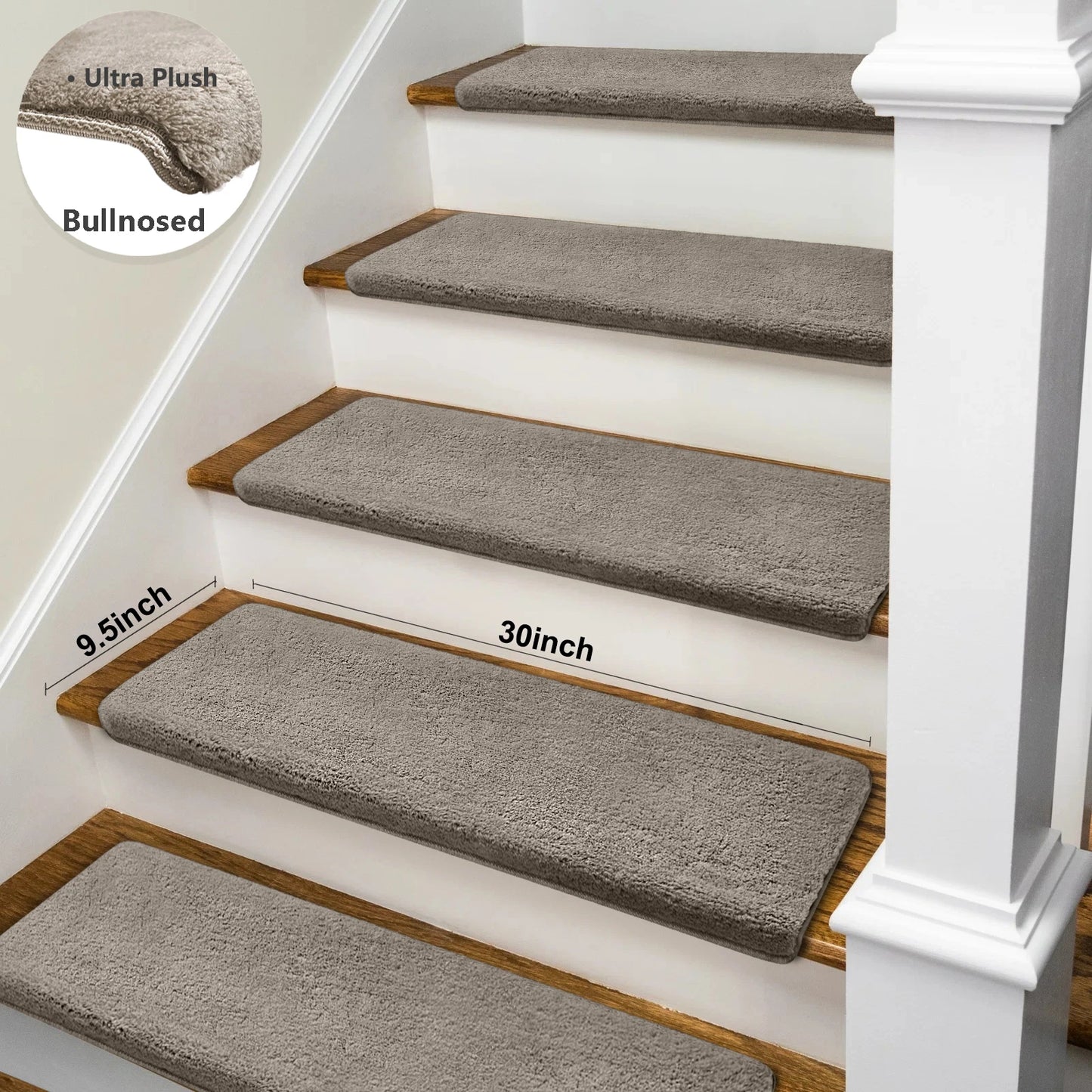 Bullnose Non Slip Stair Treads Self Adhesive Carpet Mats