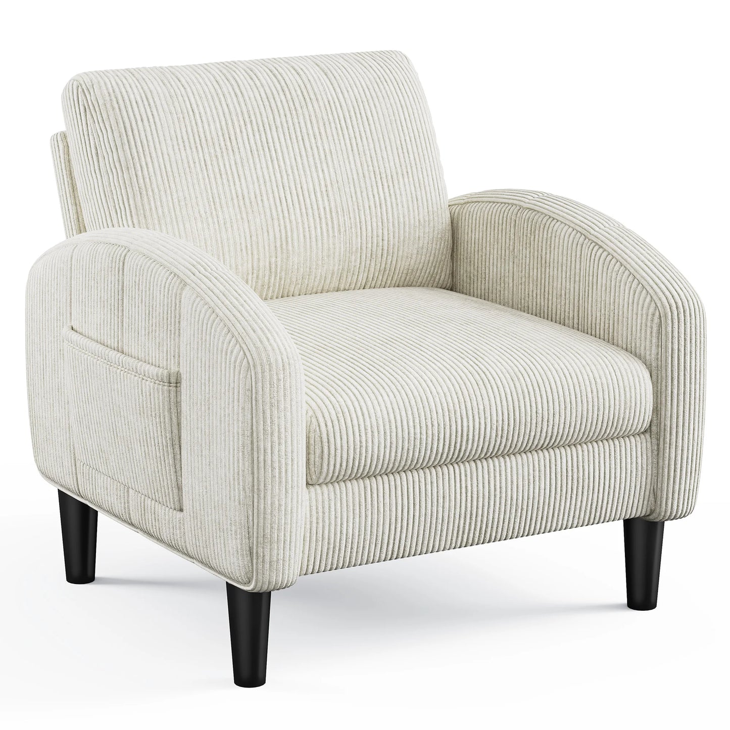 EnHomee Mid Century Modern Fabric Armchair With Side Pockets