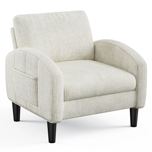 EnHomee Mid Century Modern Fabric Armchair With Side Pockets