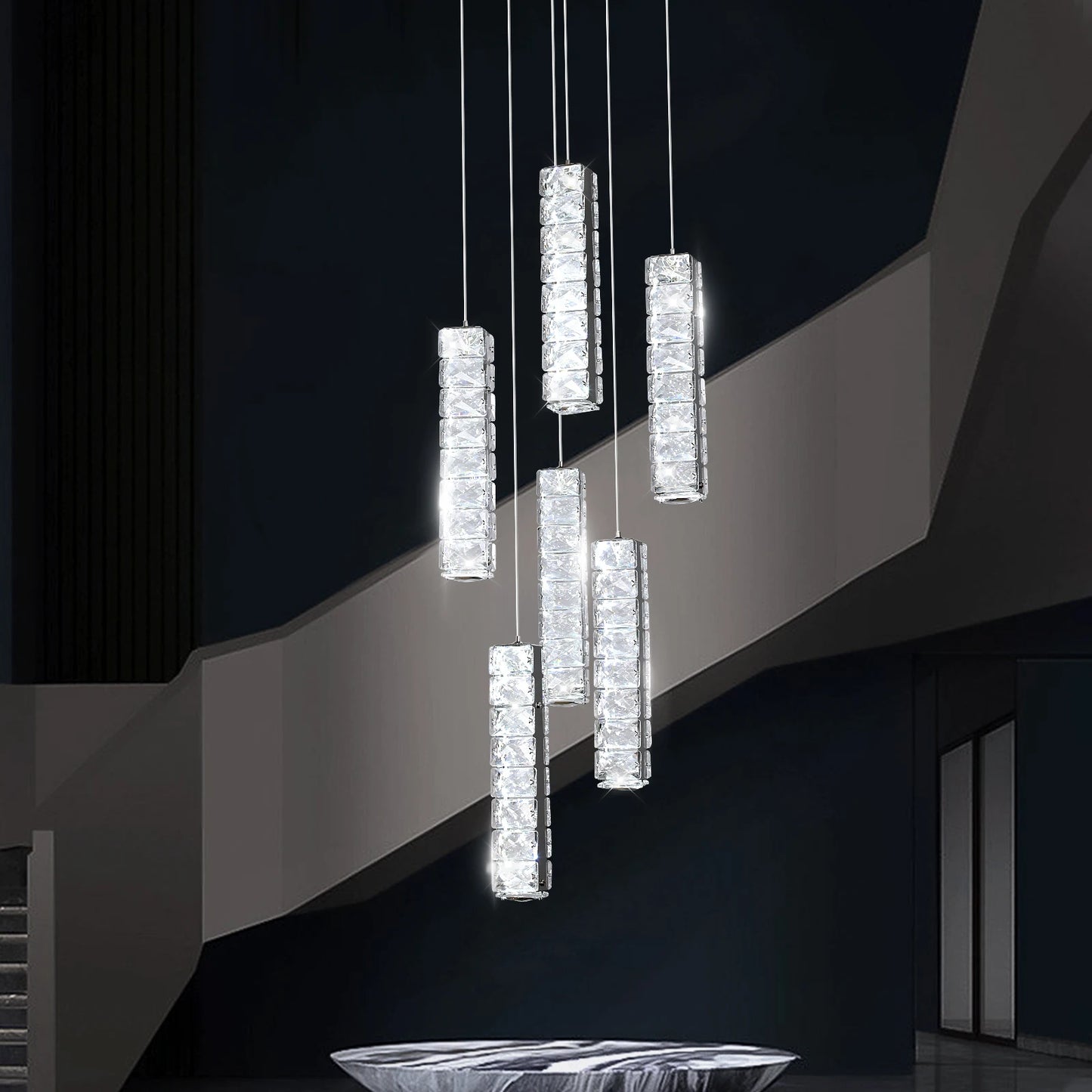 VETRULUS Crystal LED Pendant Chandelier For Living Room