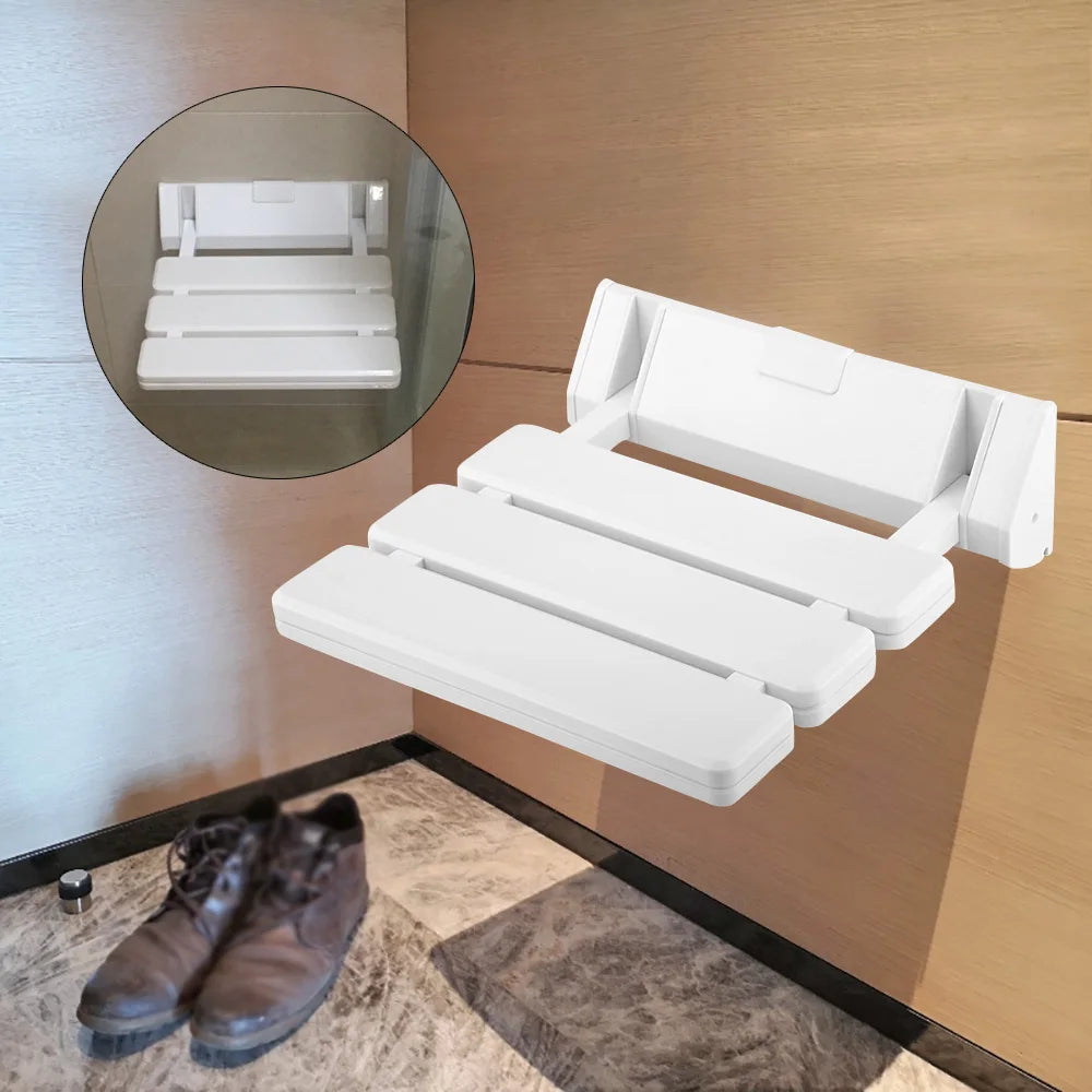 Folding Shower Seat Wall Mount Stool Supports 130kg Load Capacity