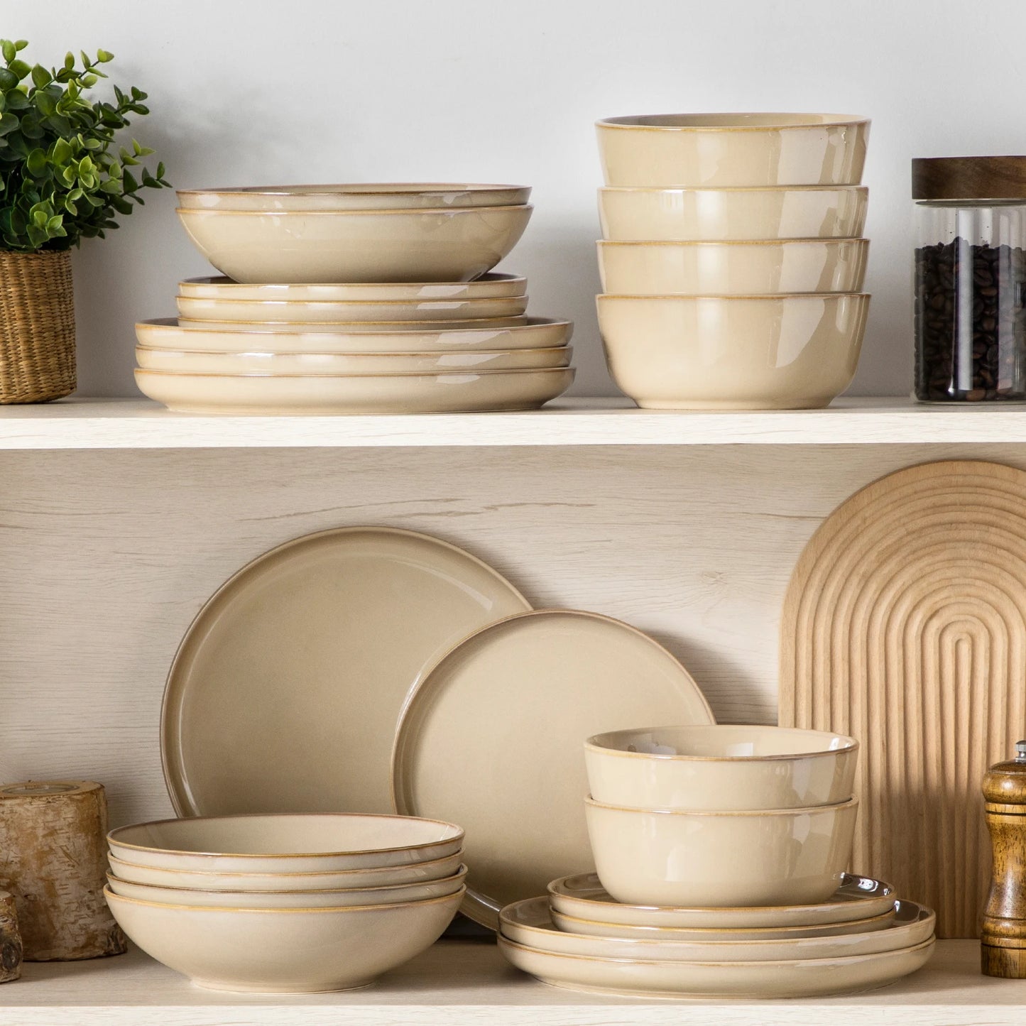 Malacasa Reactive Glaze Ceramic Stoneware Dinnerware Set