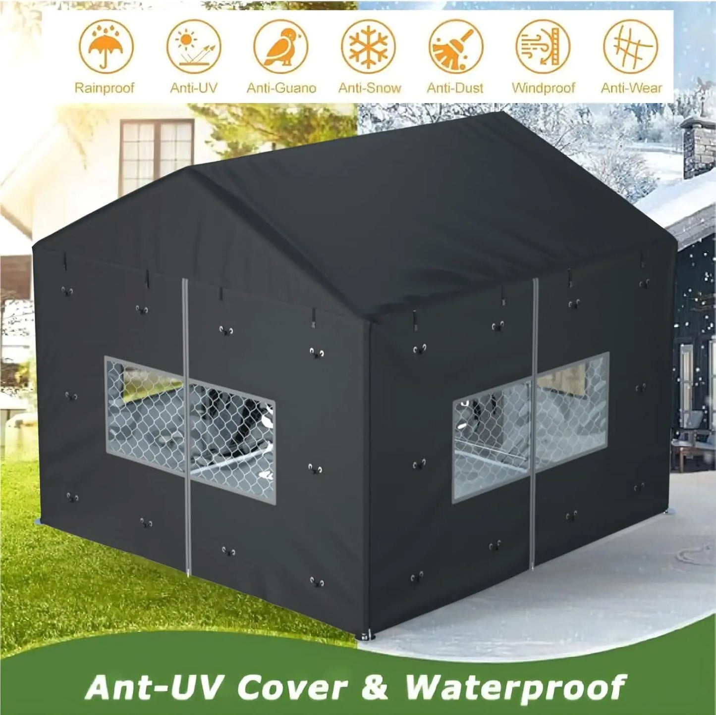 Waterproof Outdoor Dog Kennel Cover Heavy Duty 600D Oxford Fabric