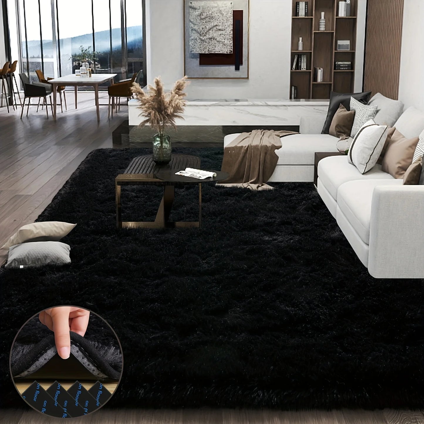 Aubusson Geometric Plush Rug 100 Percent Polyester Bedroom Decor